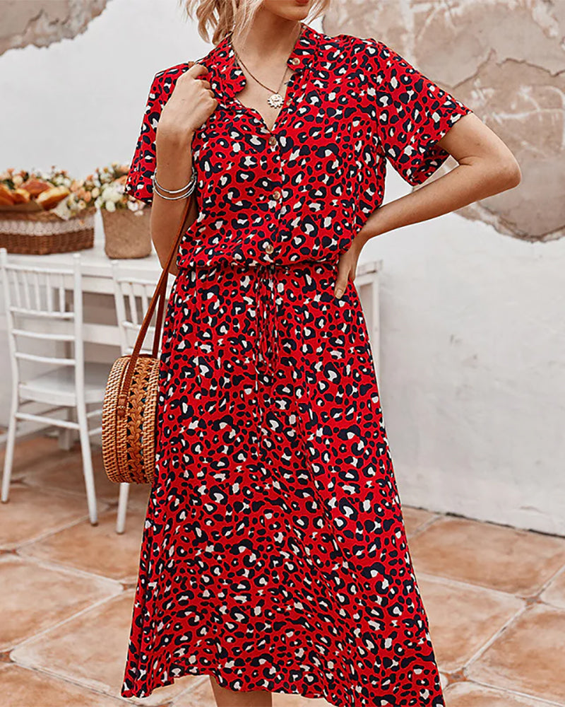 Chic V-Neck Spot Summer Dress for Ladies