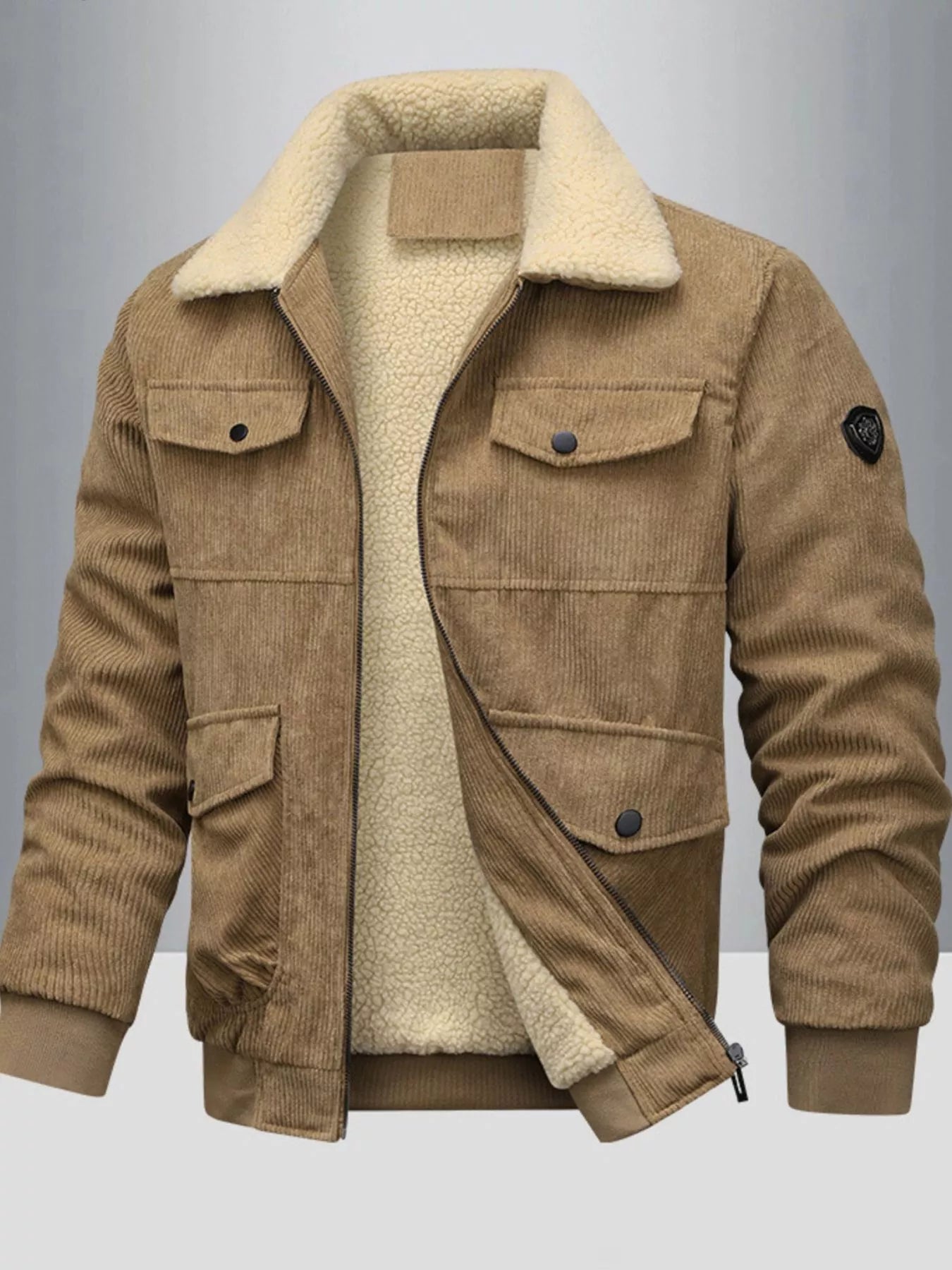Large Size Thick Corduroy Fleece Jacket