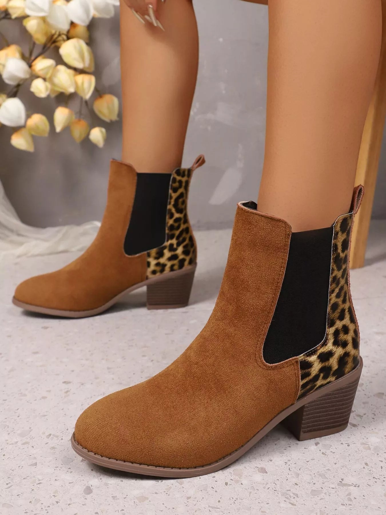 Wildlife Print Block Heel Ankle Boot - OutfitLondon
