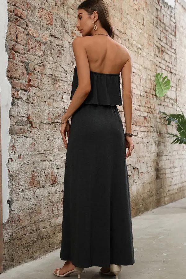 Classic Plain High Waisted Maxi Dress