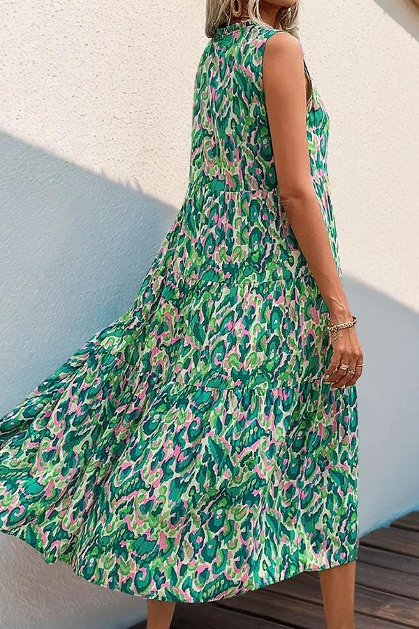 Vibrant Floral Chic Knee Length Dress