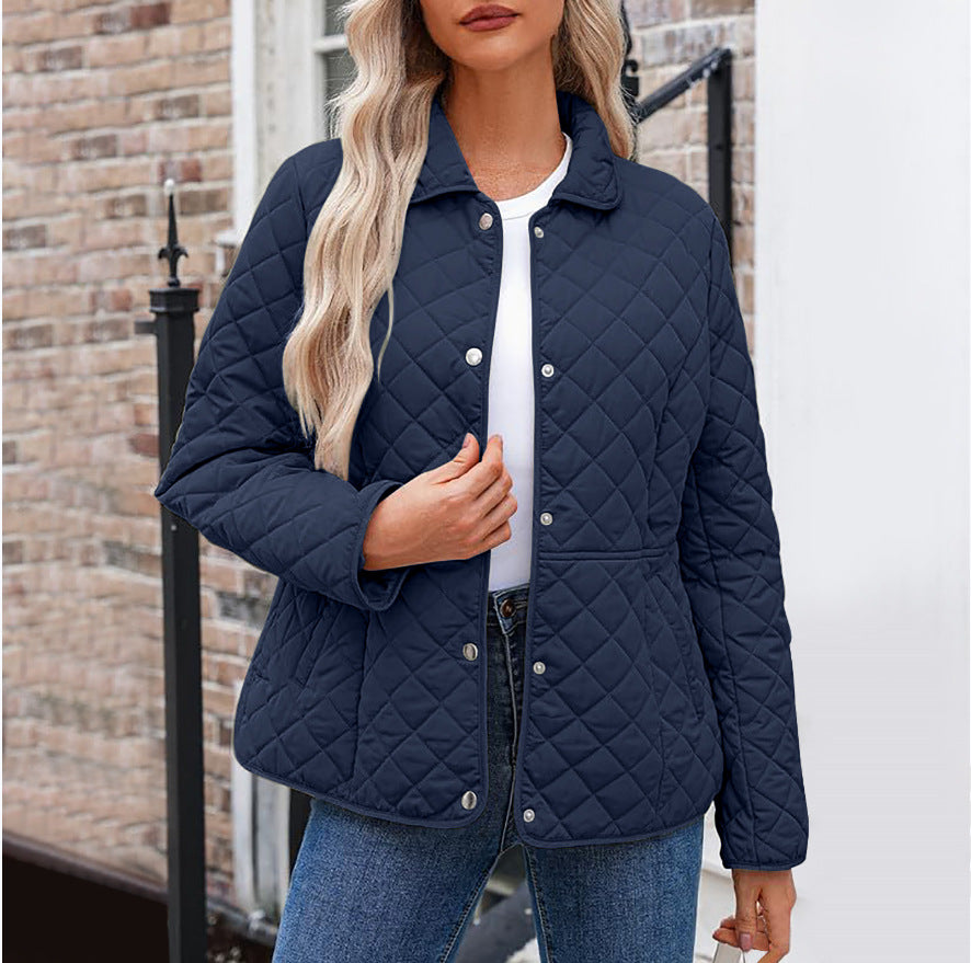 Women's Casual Quilted Lapel Collar Jacket