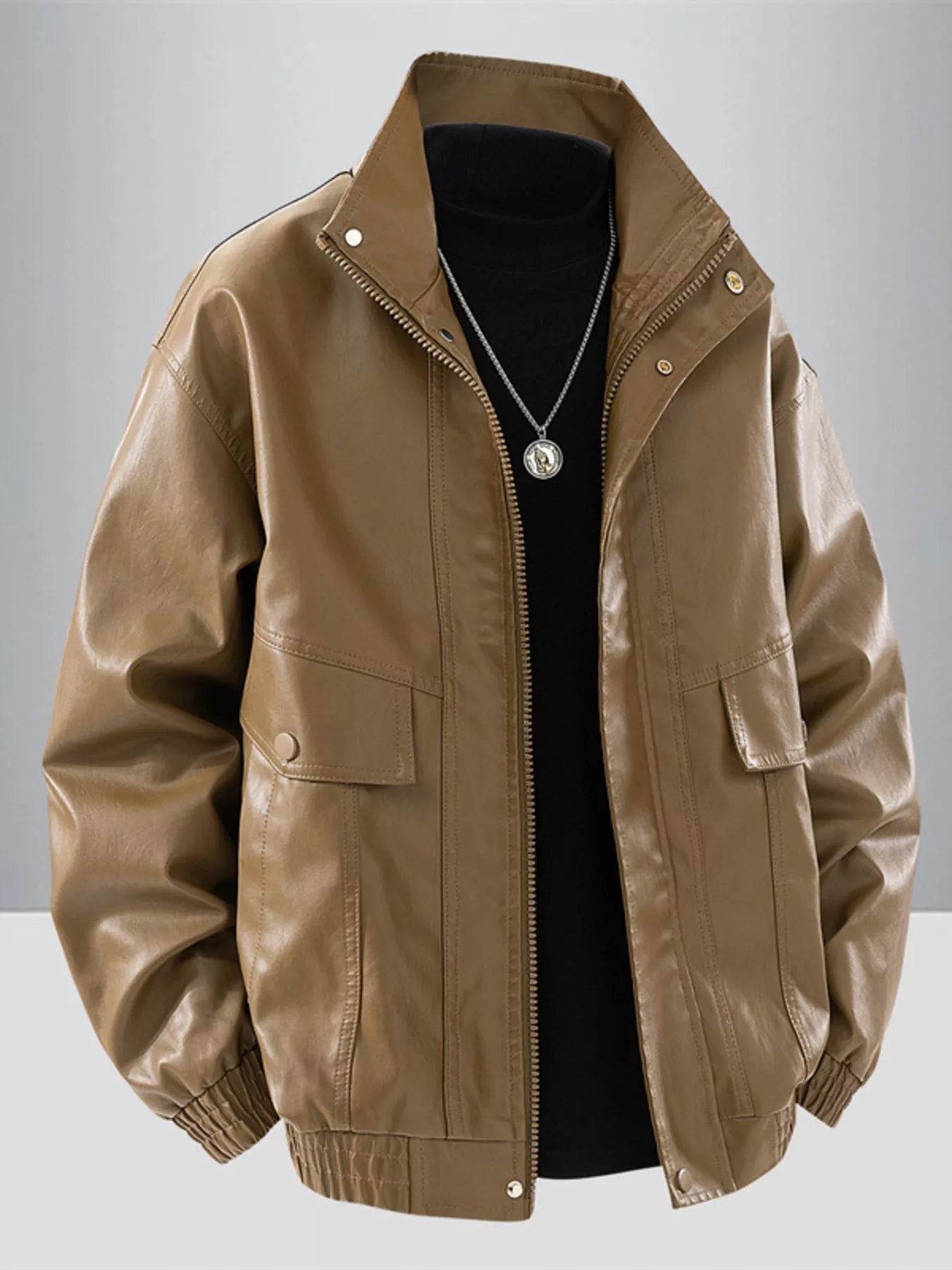 Comfortable Loose Fit Mens Zip Up Jacket