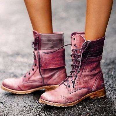 Lace-up Women Motorcycle Boots