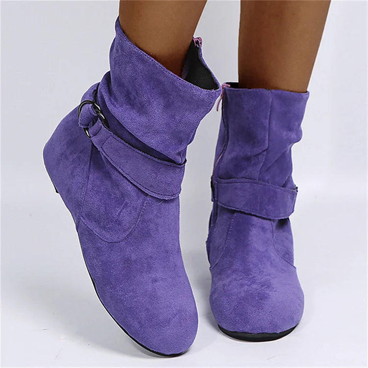 Chunky Block Heel Ankle Boots Retro Style