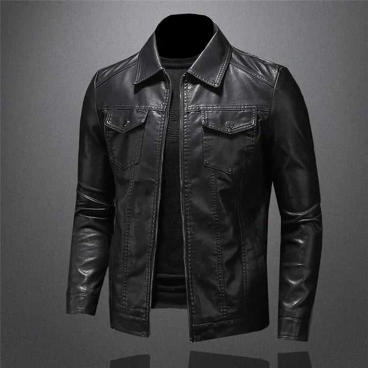 Classic Mens Biker Leather Jacket - OutfitLondon