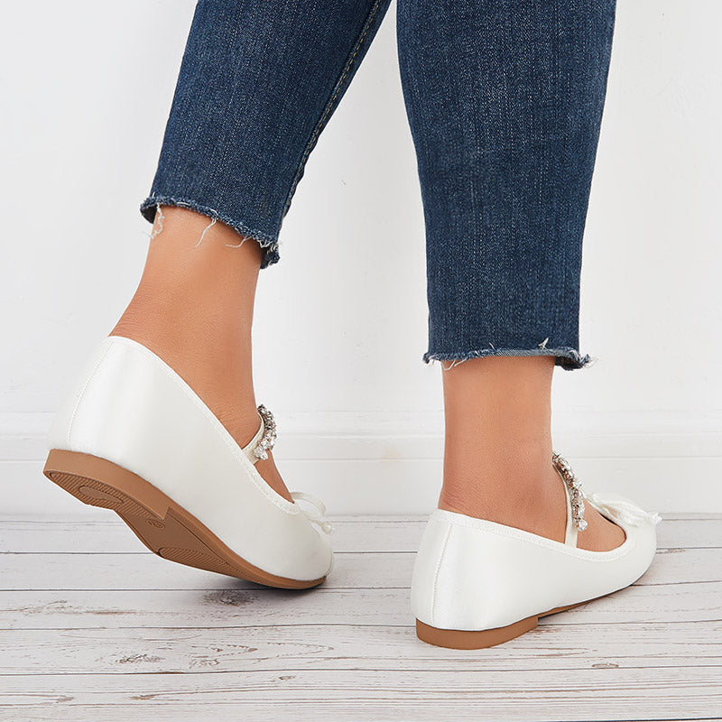 Women Mary Jane Flats Round Toe Slip on Ballet Flat Shoes
