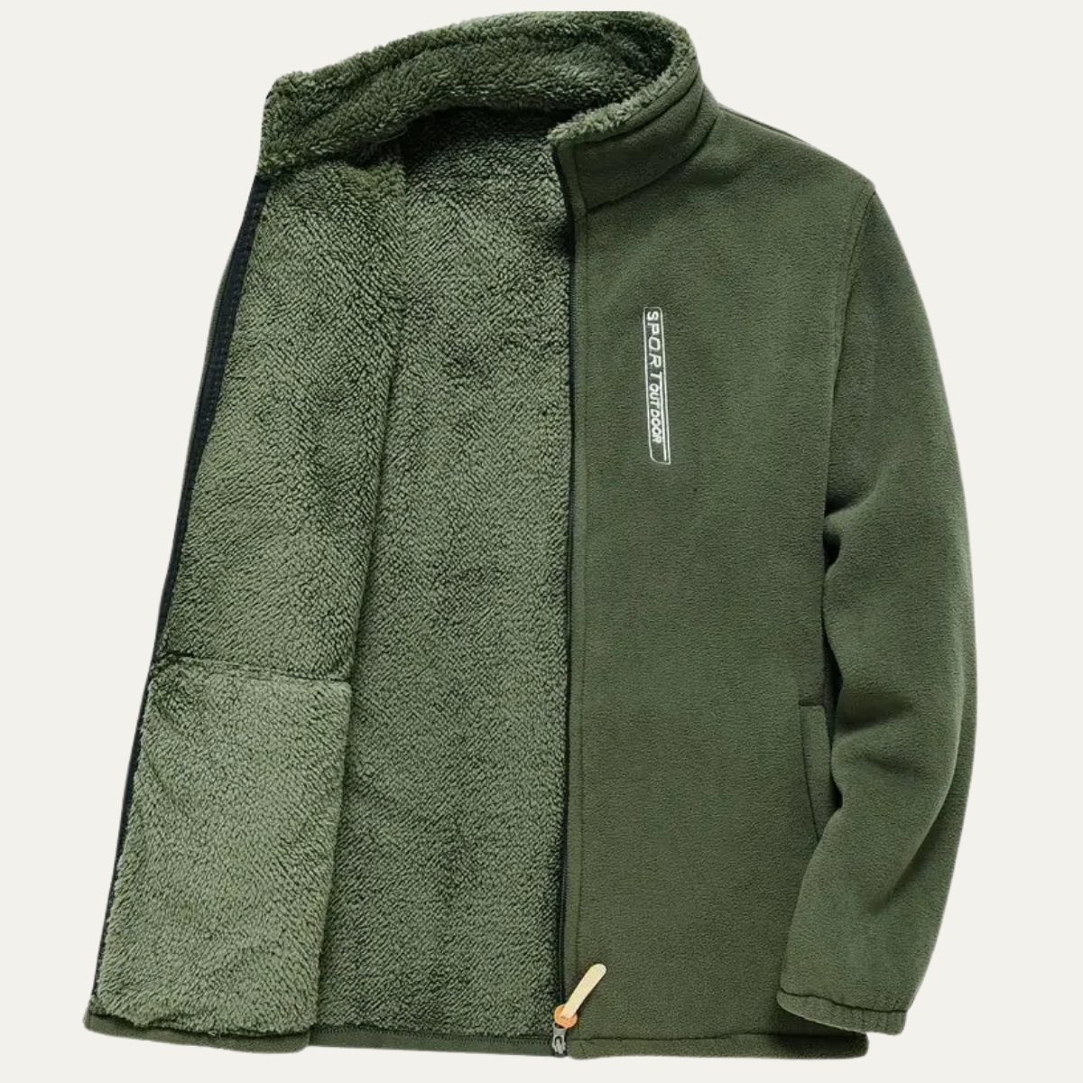 Warm Waterproof Men's Fleece Zip Jacket with Pockets