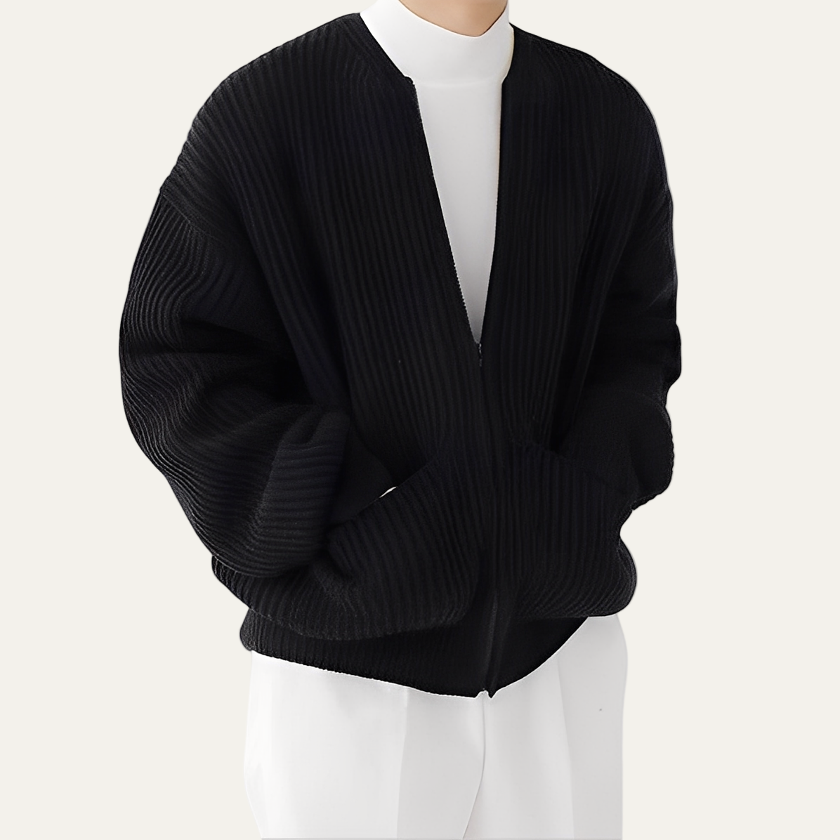 Men's Large Quilted Puffer Zipper Bomber Jacket