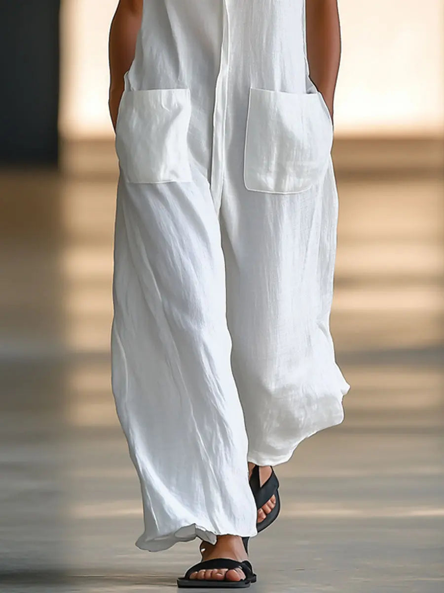 Relaxed Vintage Off White Romper Jumpsuit