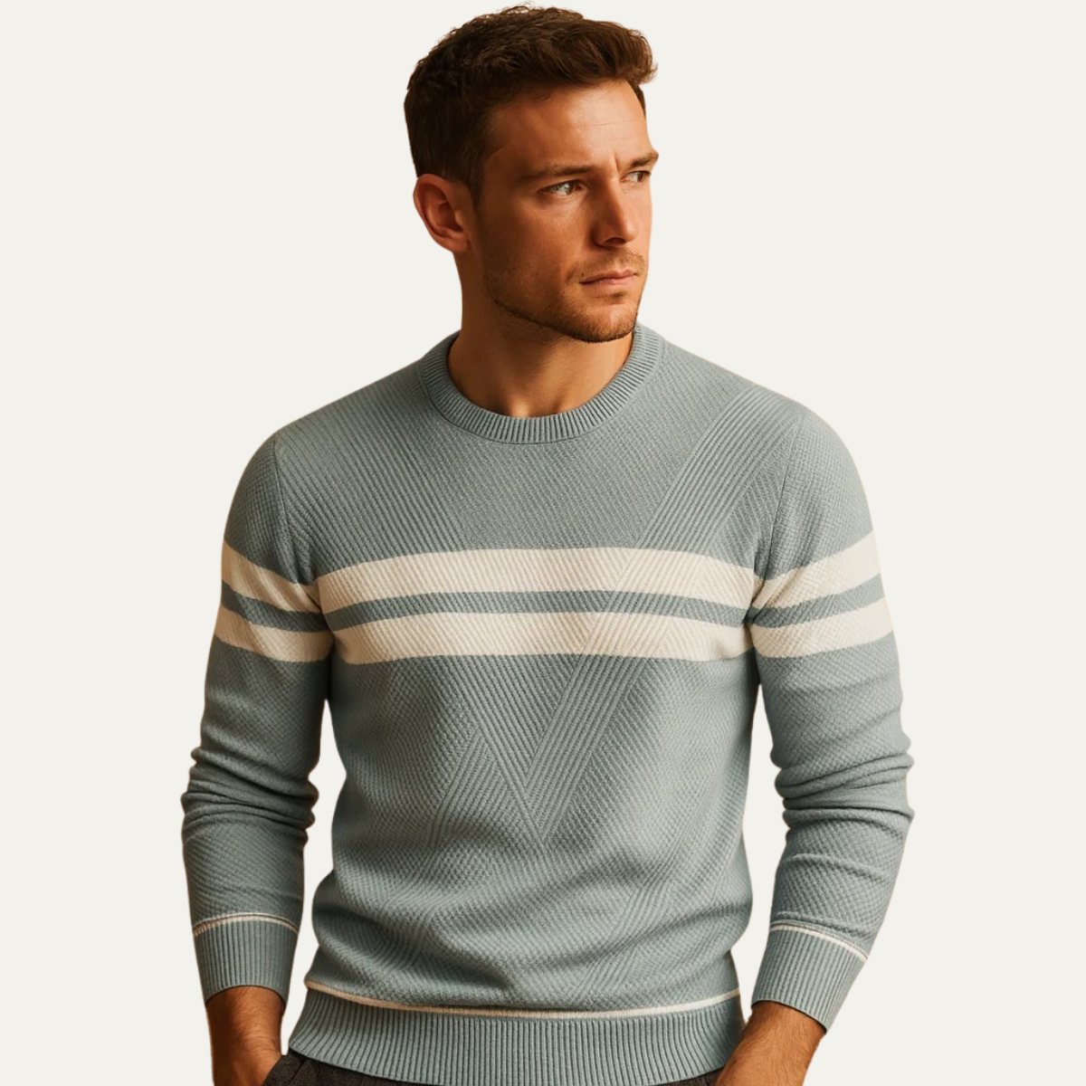Classic Fit Striped Crew Neck Sweater