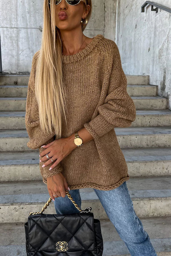 Cozy Large Crew Neck Luxury Cashmere Sweater