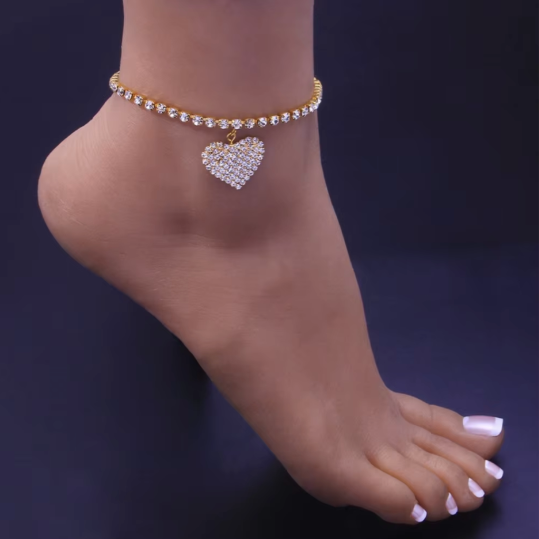 Crystal Heart Anklet