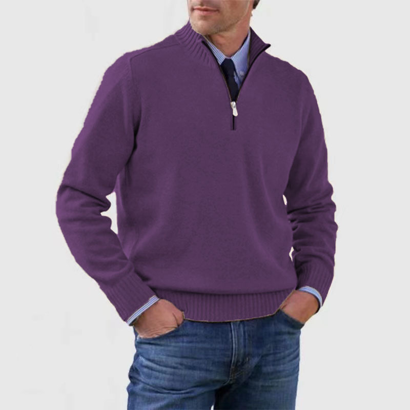 Men's Zip Up Crew Neck Sweater