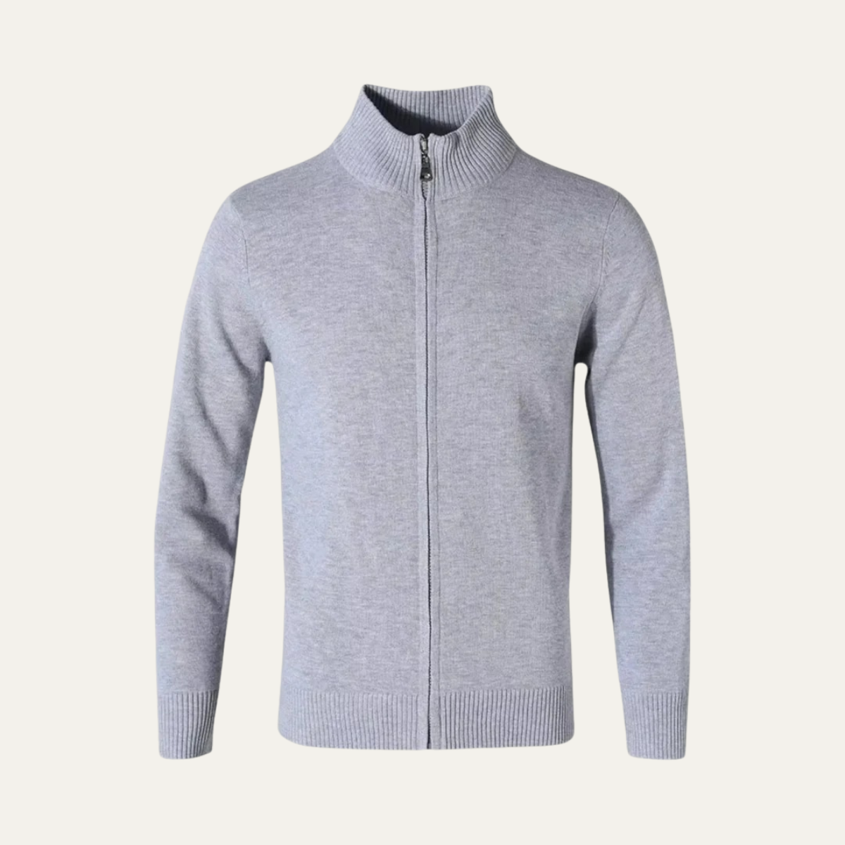 Men's Soft Crew Neck Zip Up Cardigan Sweater