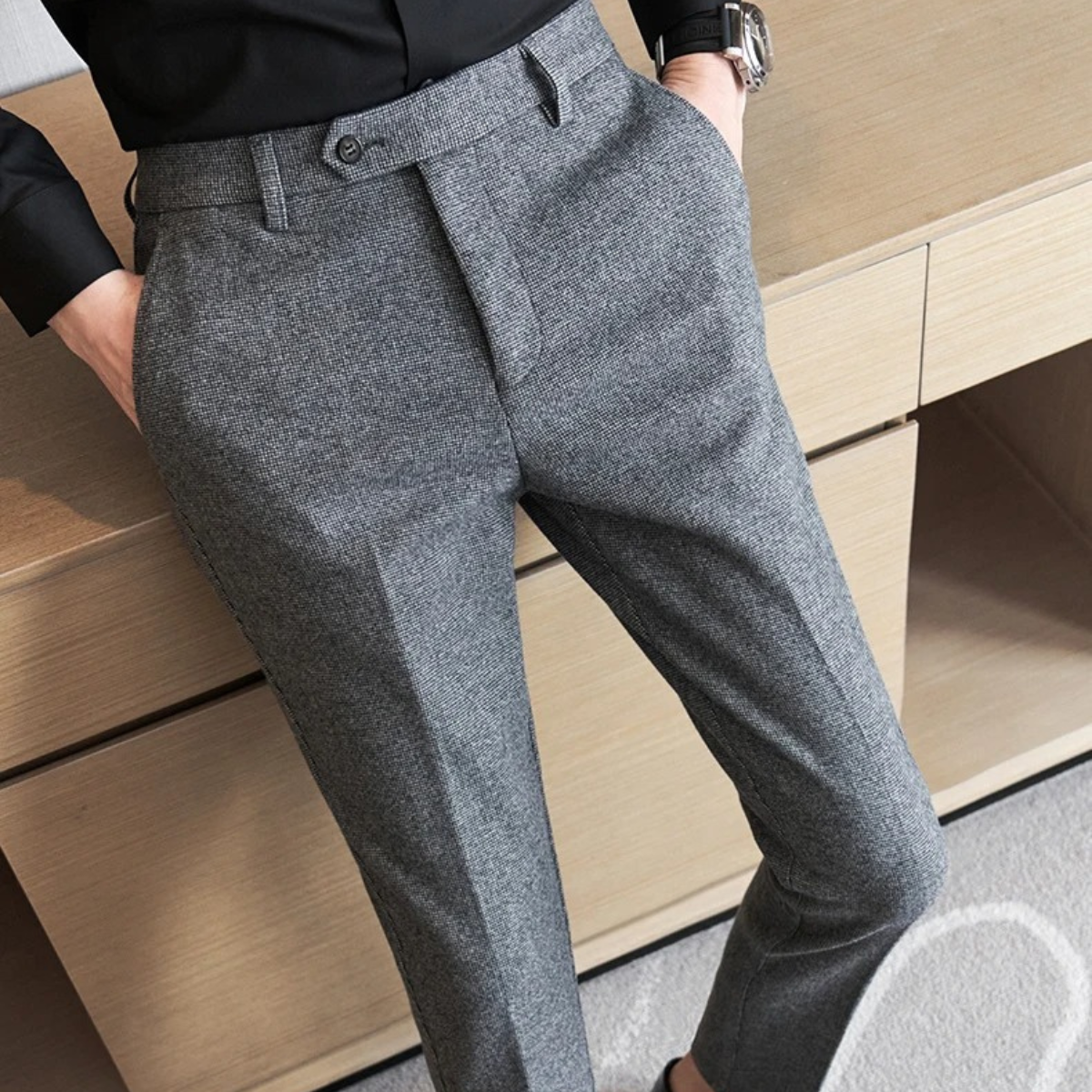 Stylish Men's Tailored Wool Formal Pants