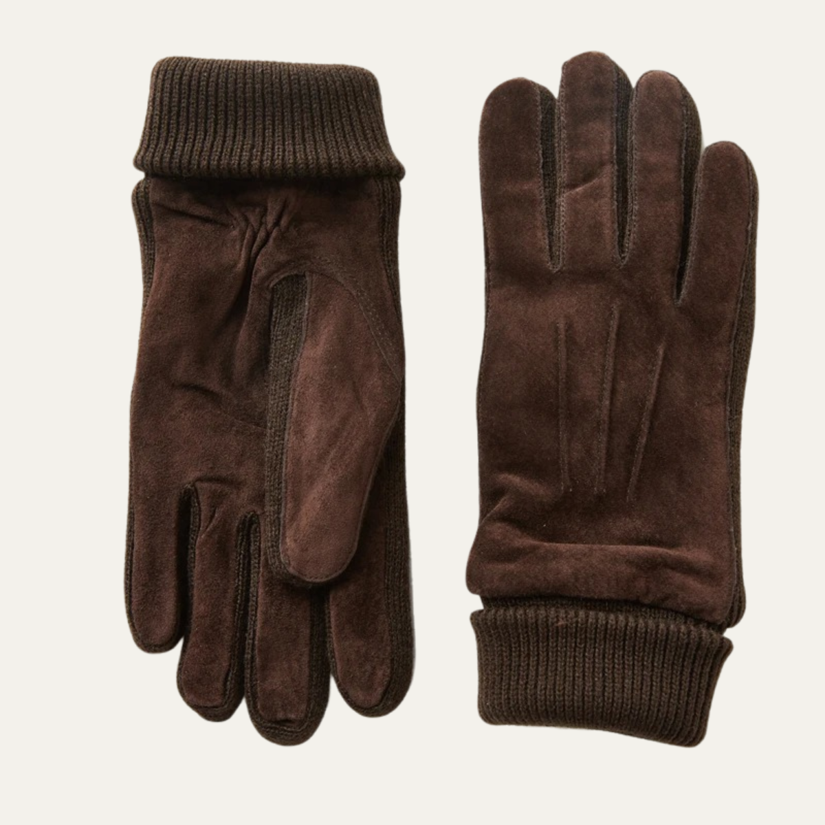 Warm Men's Suede Gloves with Fleece Lining