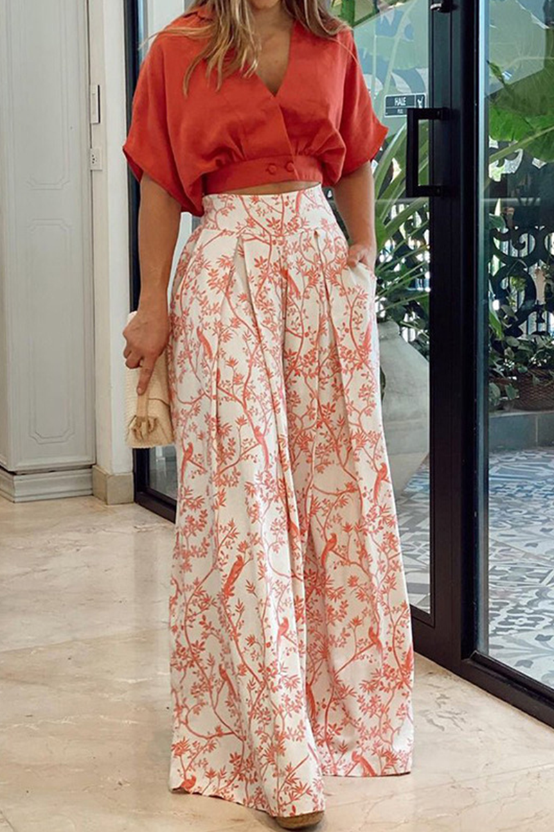Relaxed Fit 2 Piece Pantsuit with Flare Legs and Top