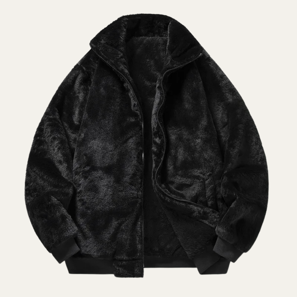 Warm Men's Faux Fur Fleece Zip Jacket