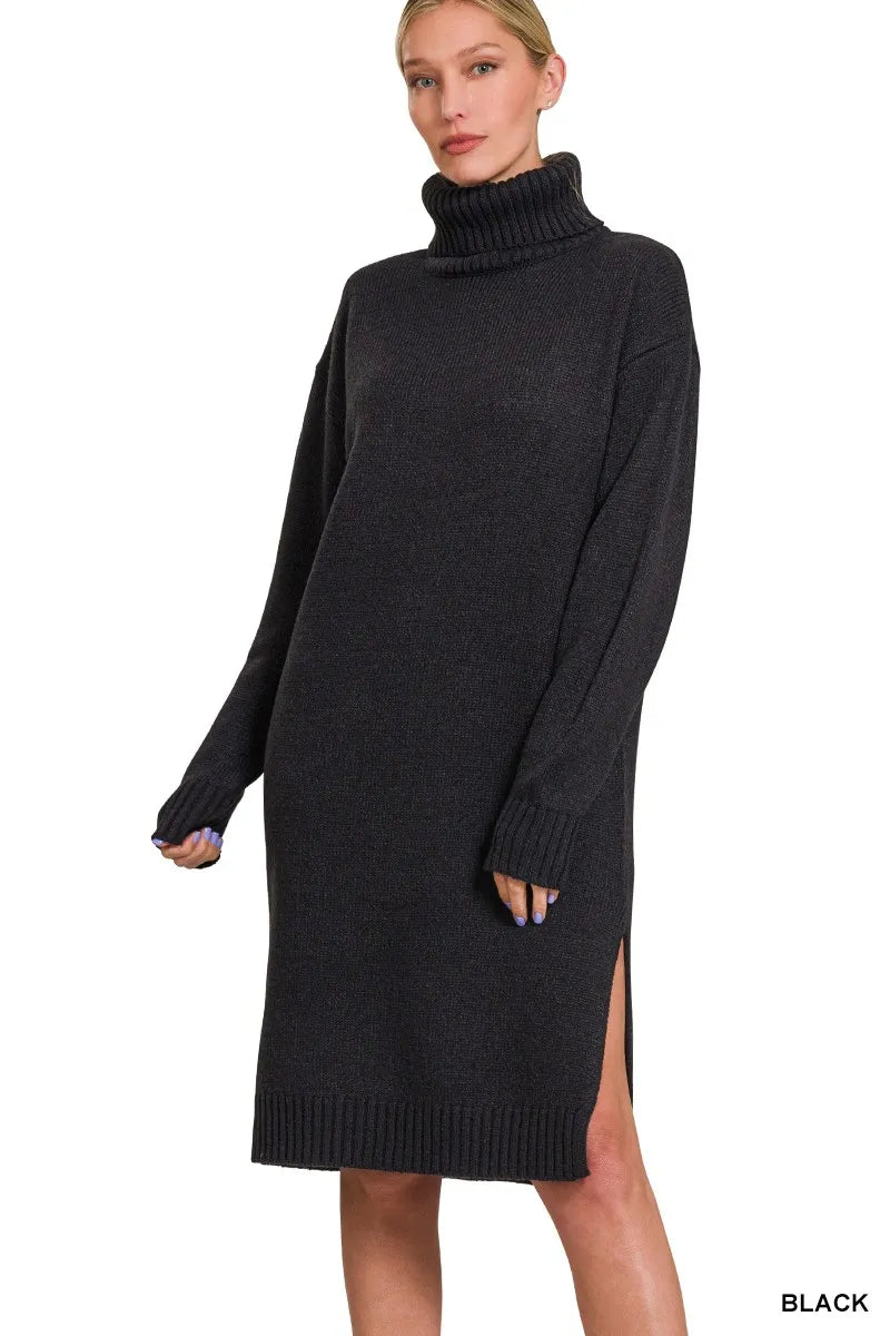 Cozy Long Sleeve Winter Sweater Dress - OutfitLondon