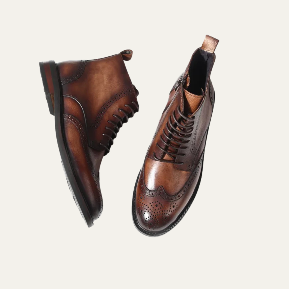 Classic Men's Brown Leather Lace Up Boots
