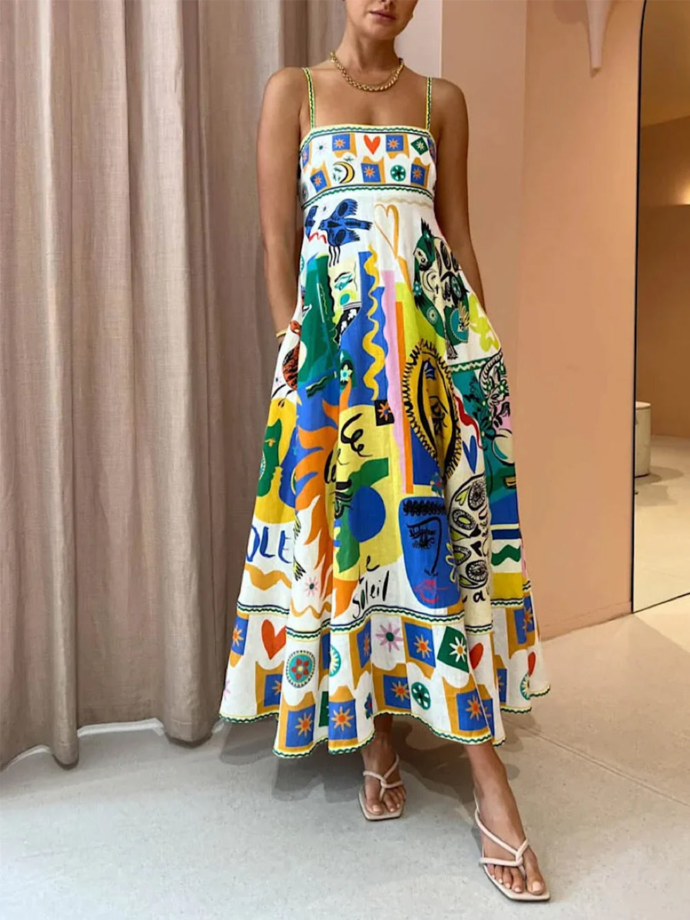 Trendy Graphic Print Slip Dress - Easy Chic Fashion
