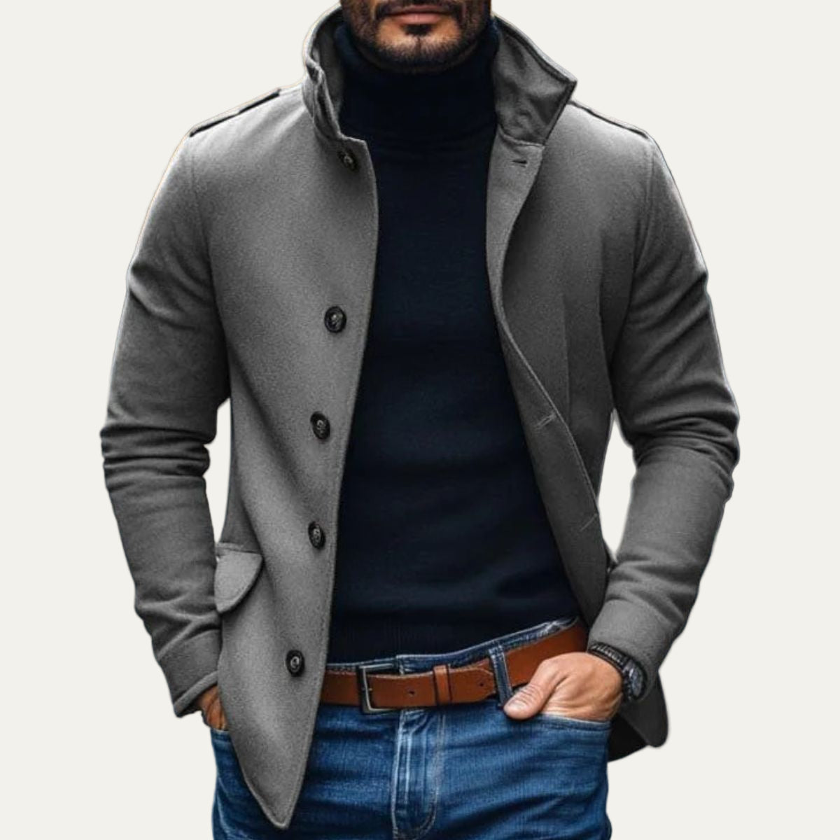 Slim Fit Classic Overcoat for Men
