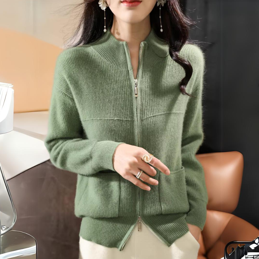 Women's Merino Wool Zip Up Sweater