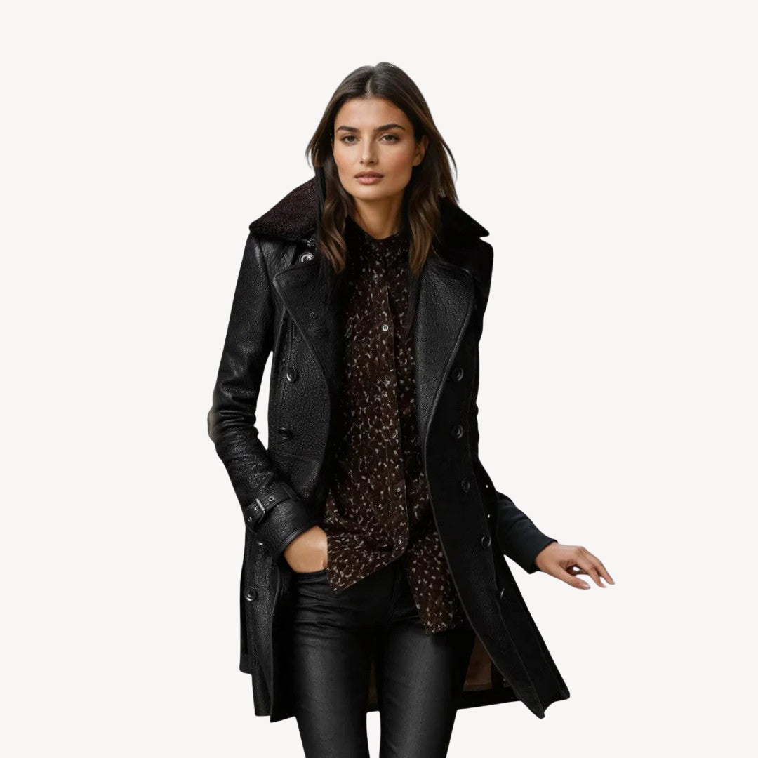 Classic Ladies Genuine Leather Coat - OutfitLondon