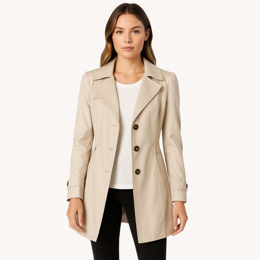 Classic Tan Ladies Trench Coat - OutfitLondon