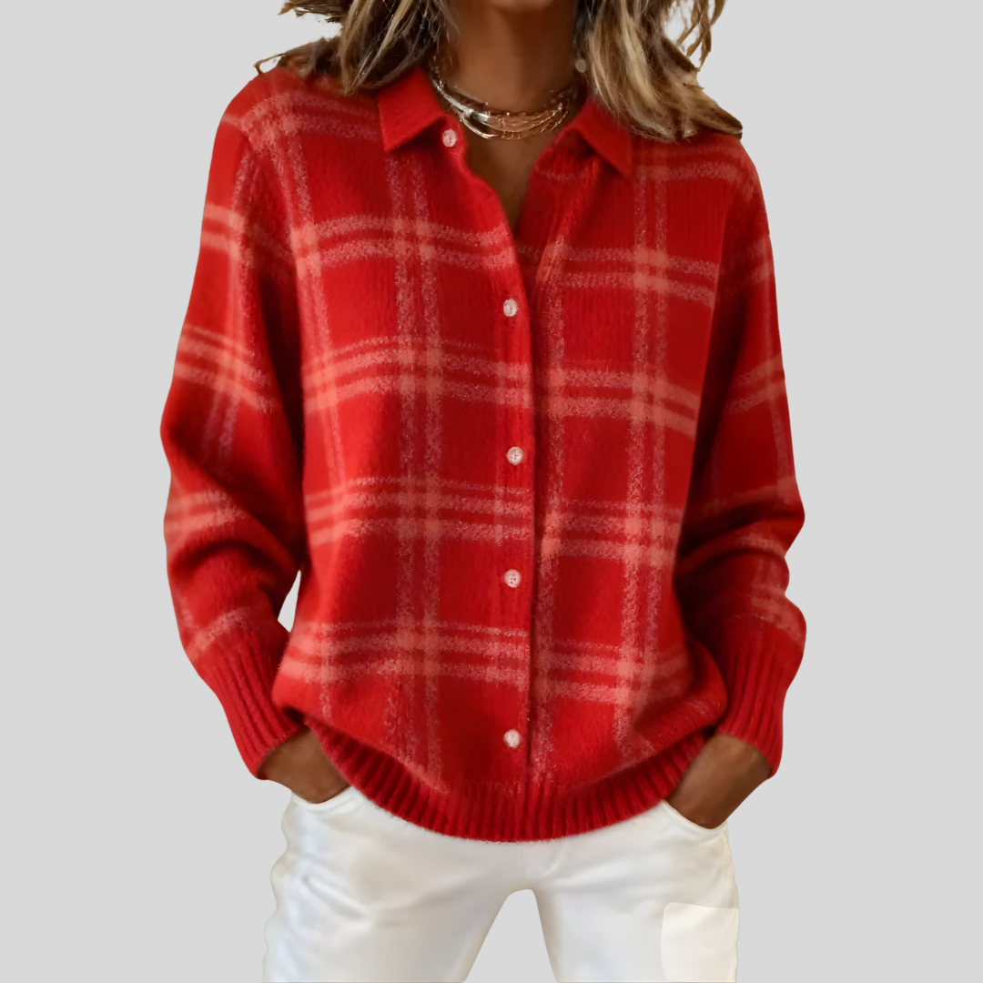 Classic Plaid Button Cardigan Sweater - OutfitLondon