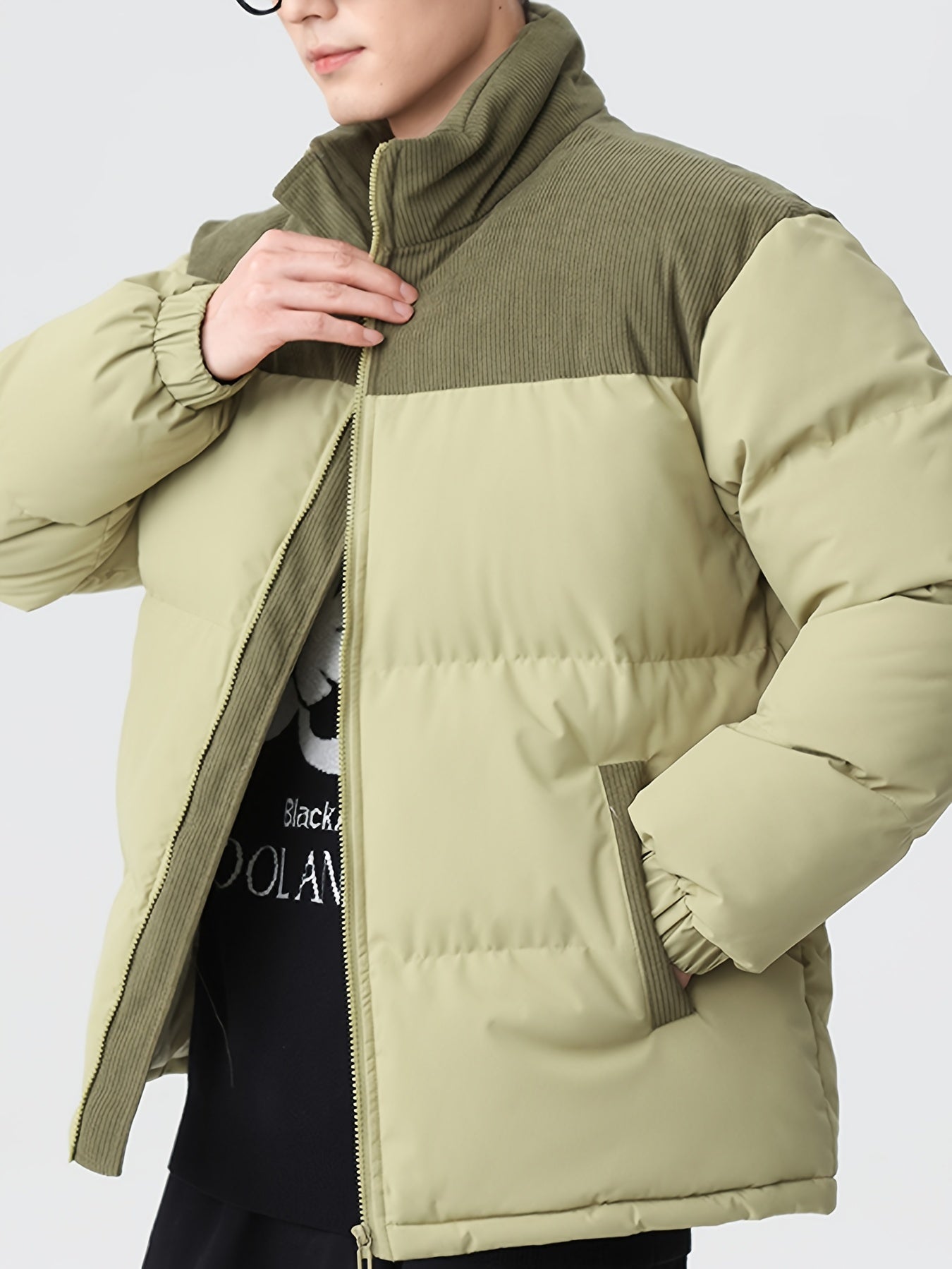 Warm Waterproof Men's Parka Coat with Hood and Zip Pockets