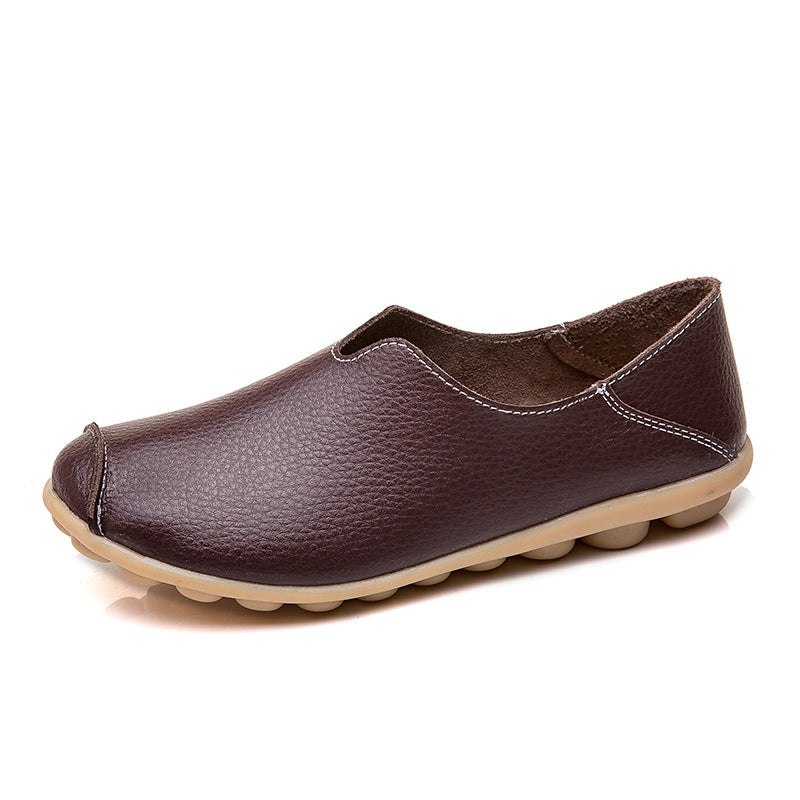 Woman Casual Flat Heel Cow Tendon Low Top Closed Toe Slip On Comfortable Work Shoes