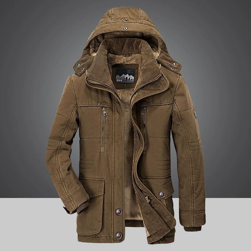 Comfortable Mens Insulated Parka Coat With Fleece Interior