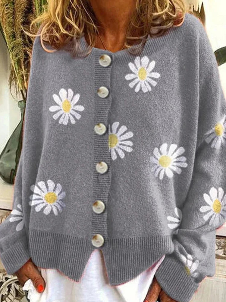Soft Women's Floral Cashmere Pullover Sweater - OutfitLondon