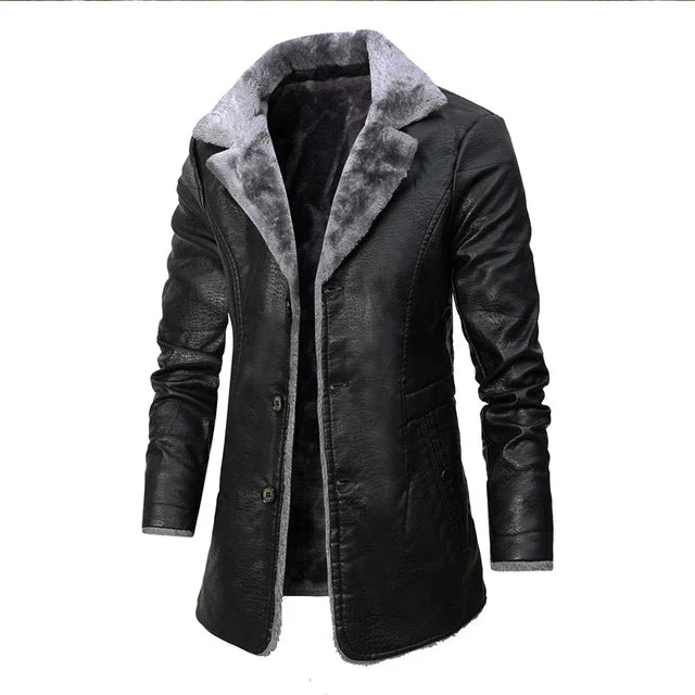 Men's Heavy Duty Faux Leather Jacket: Warm & Waterproof