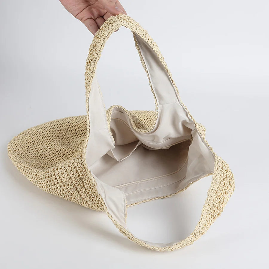 Natural Woven Tote Bag for Women
