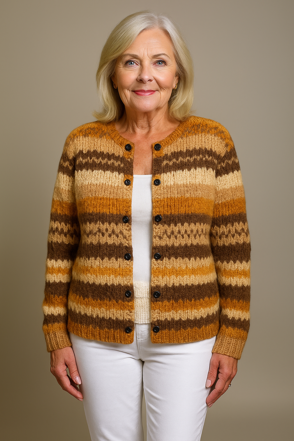 Warm Brown Knitted Cardigan - OutfitLondon