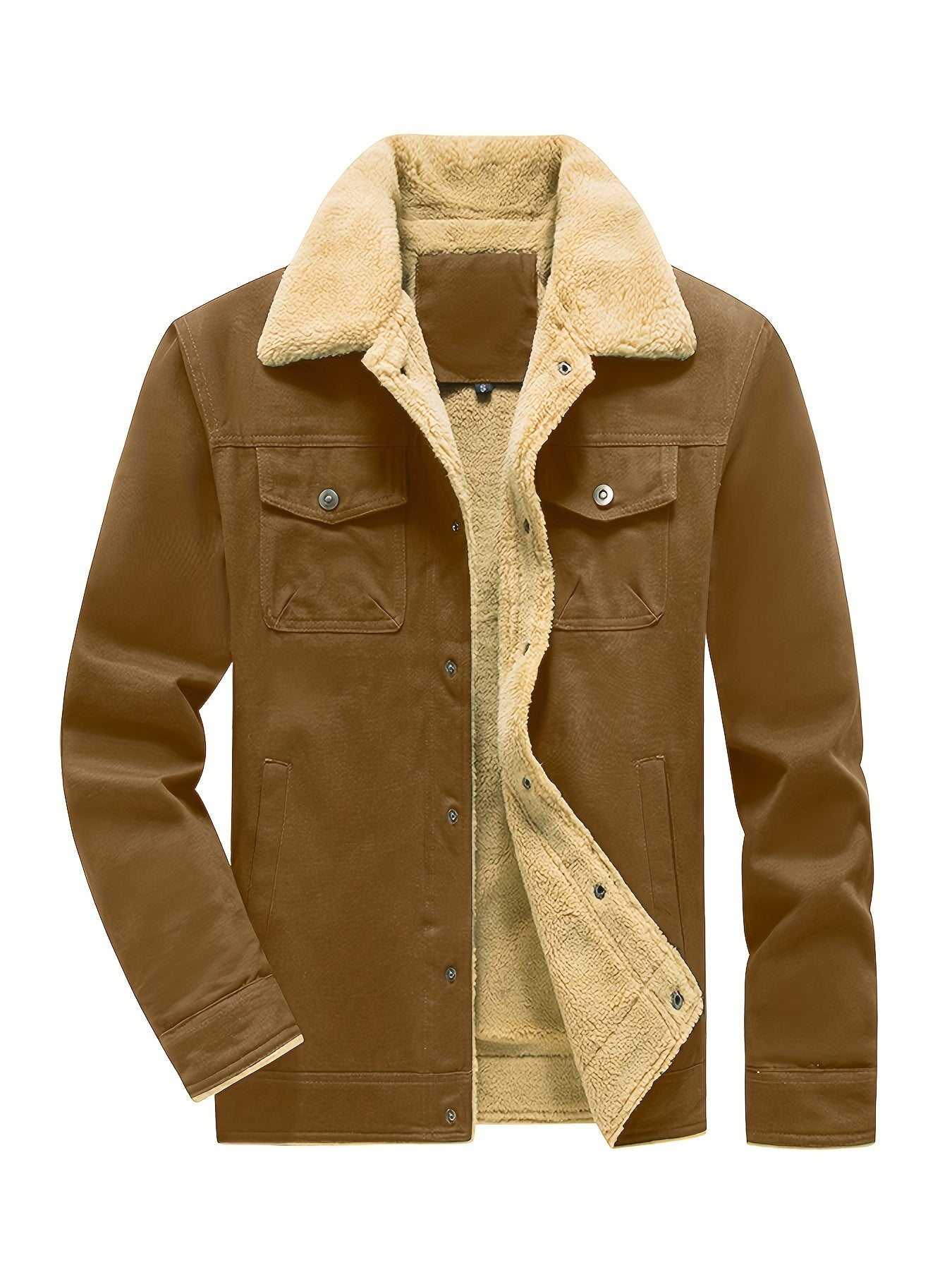 Warm Mens Fleece Lined Parka Jacket with Pockets