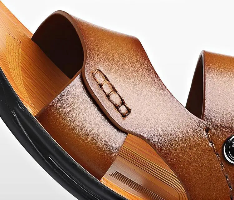 Men Cushioned Leather Sandals