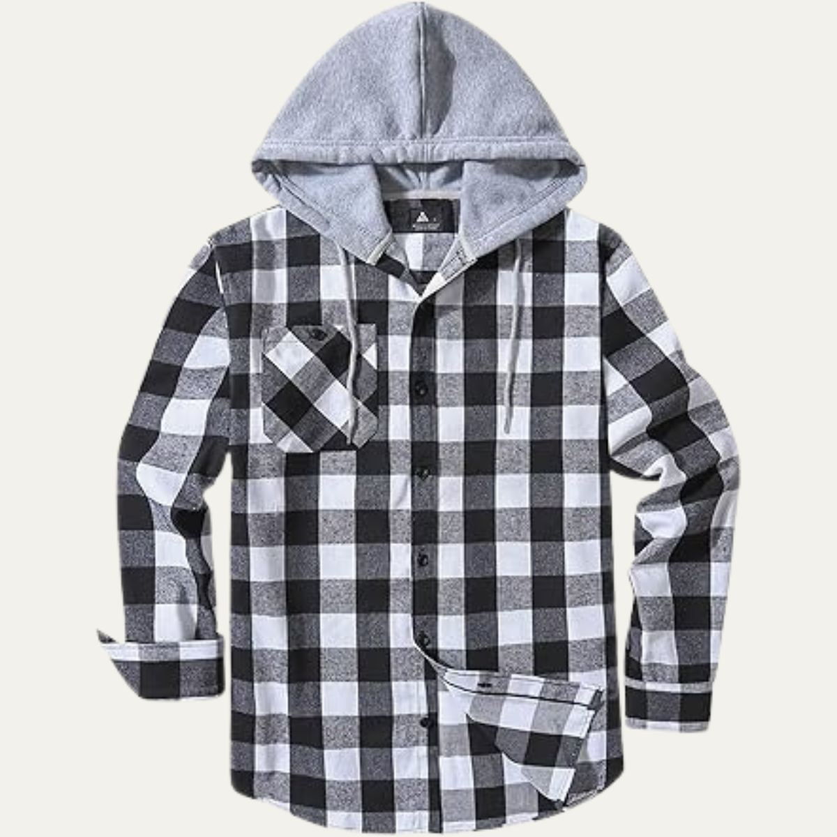 Classic Men's Plaid Flannel Hooded Jacket with Pocket