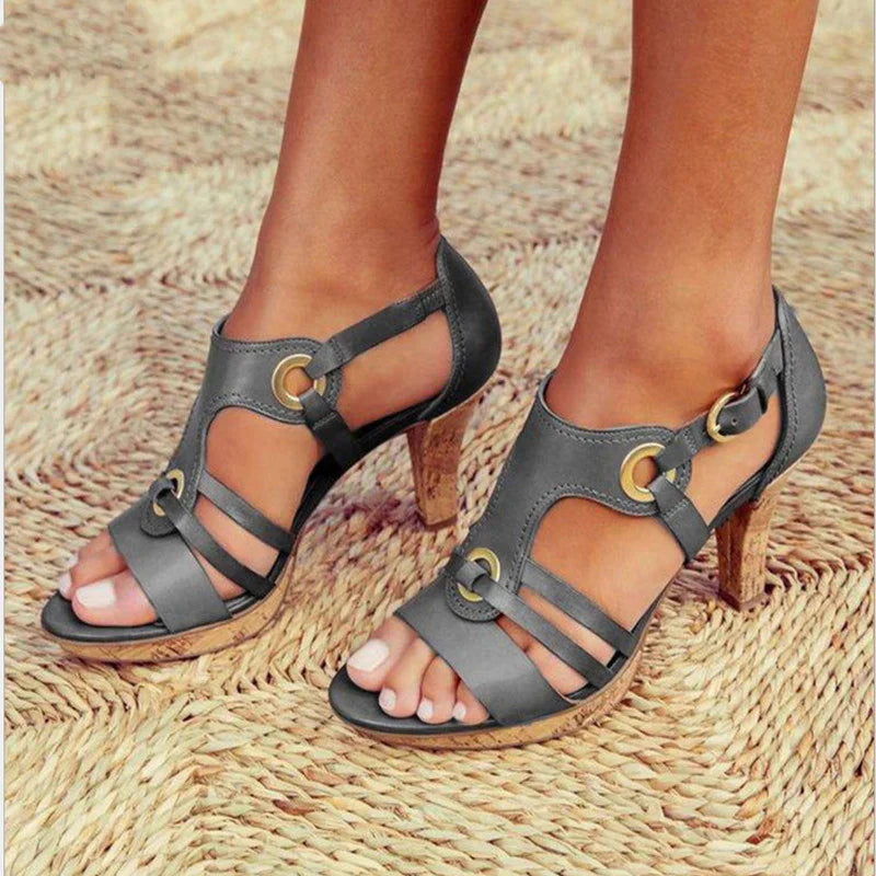 Chic Low Heel Ankle Strap Sandals