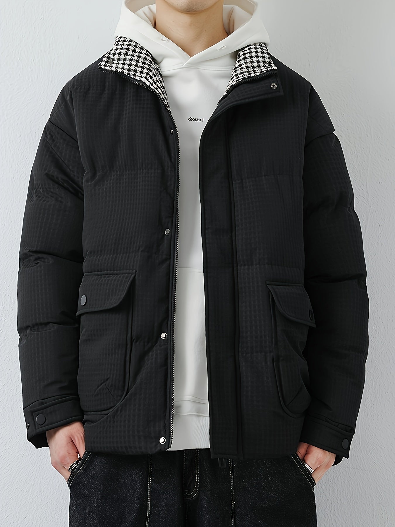 Warm Insulated Black Parka Men's Winter Jacket