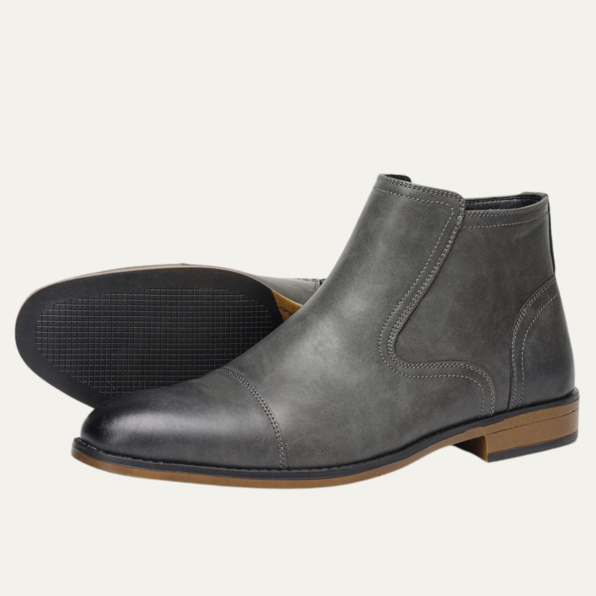 Stylish Men's Leather Zip Up Ankle Boots