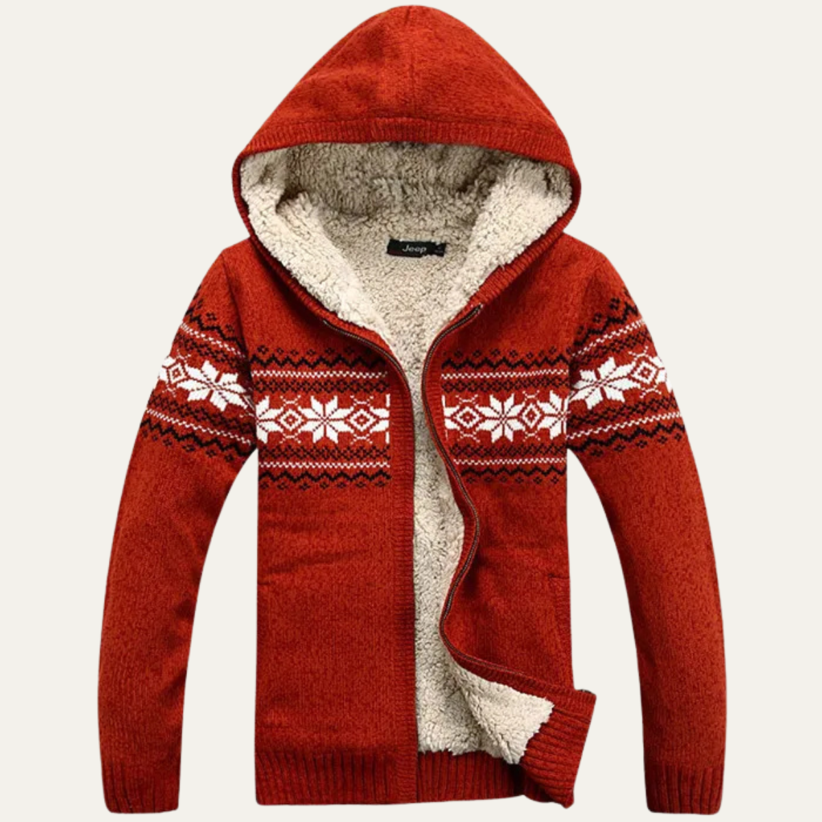 Men's Warm Fleece Hooded Zip Jacket