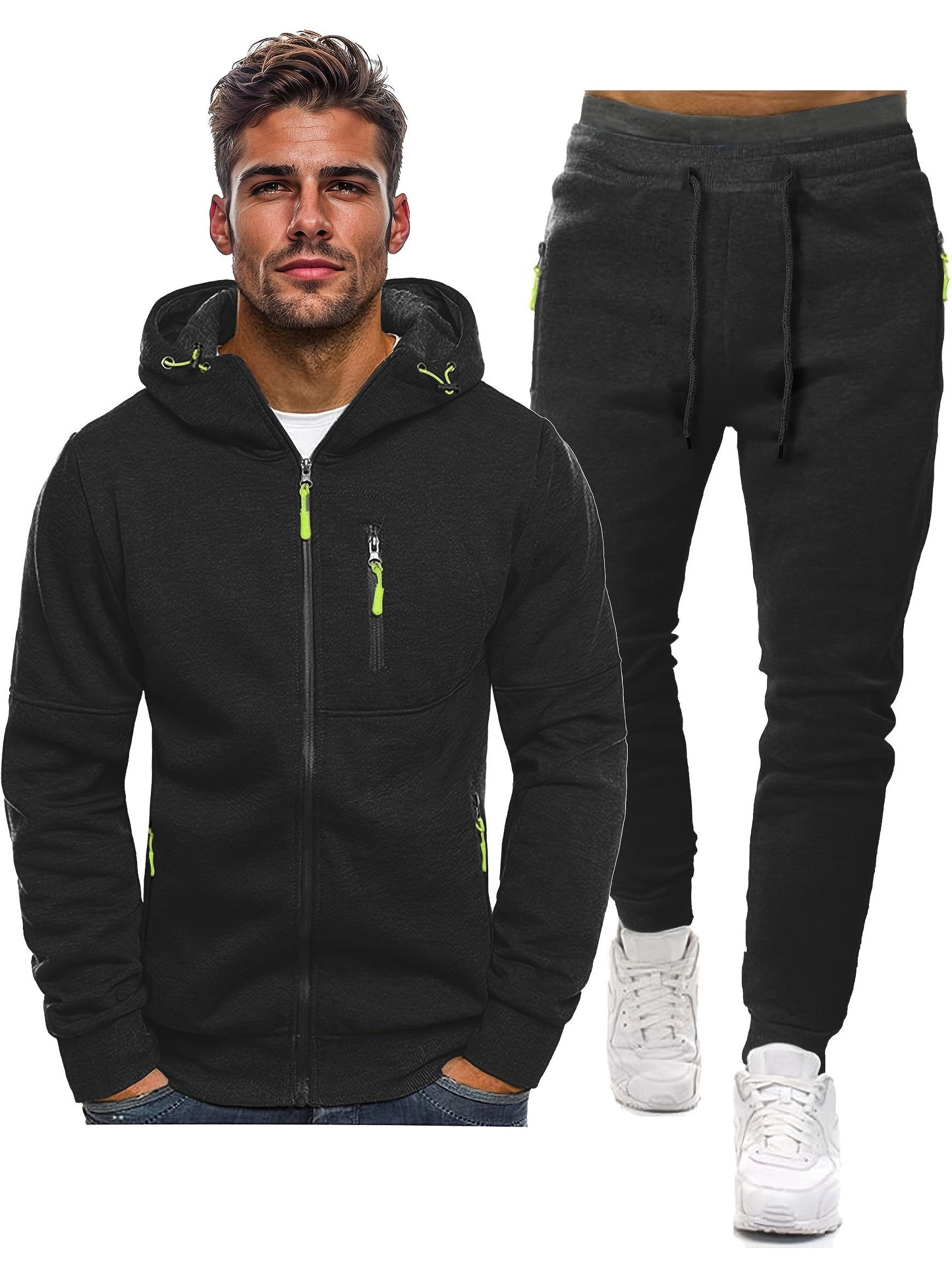 Athletic Fleece Hooded Tracksuit for Men
