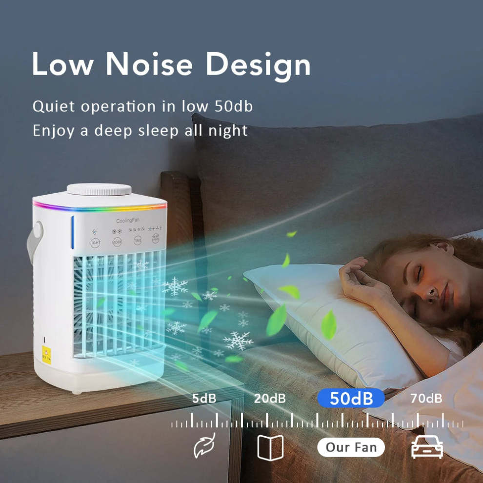 Desktop Air Cooler Mini Portable Air Conditioner and Humidifier with LED Light