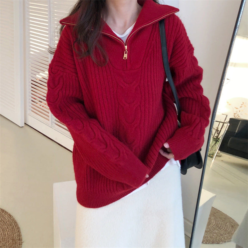 Soft Ladies Cream Zip Up Jumper