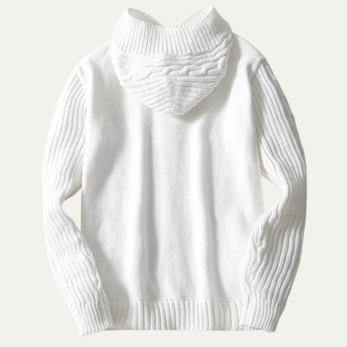 Warm Mens Cable Knit Hooded Winter Sweater
