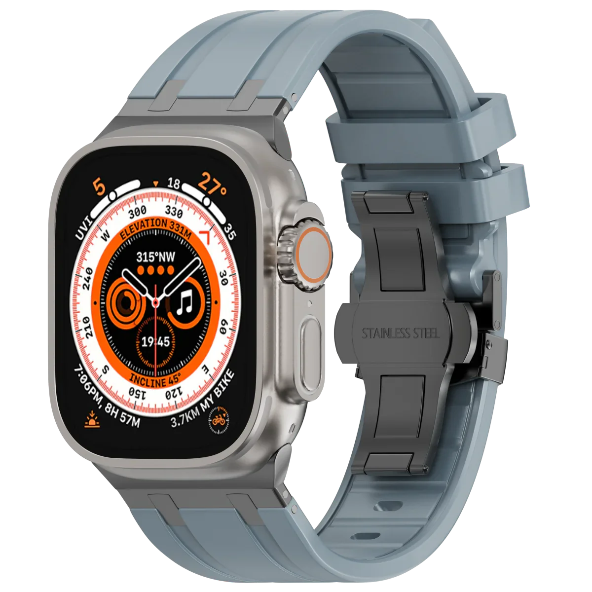 Flexible Rubber Apple Watch Strap With Silver Buckle